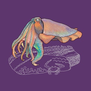 Cuttlefish Doodle-dark background T-Shirt