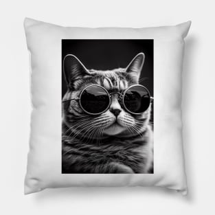 Feline Fun: A Black and White Portrait Pillow
