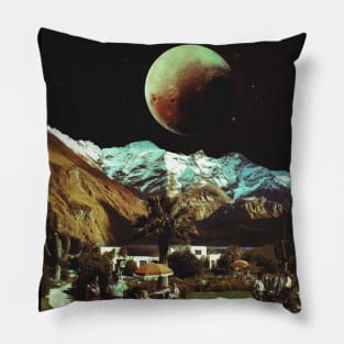 Pluto View Resort - Retro Futurism, Space Aesthetic, Vintage Sci-Fi Pillow