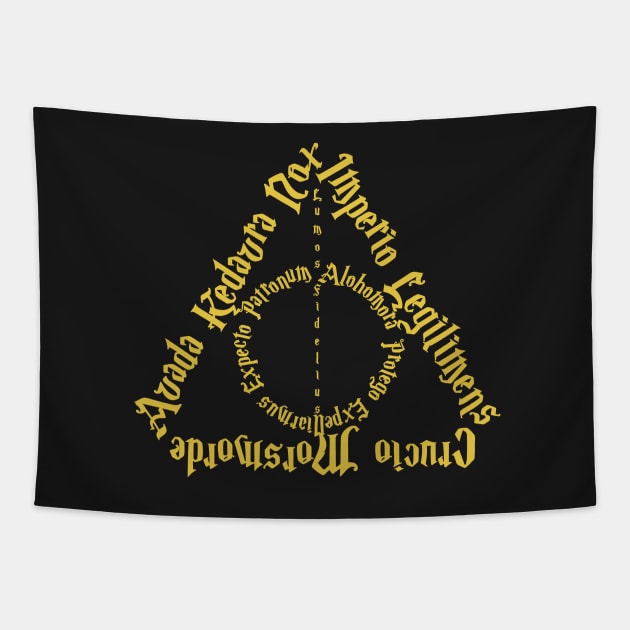 Gold Script Bold Design Tapestry by Ta'veren Tavern