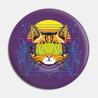 Futuristic Feline Digital Art Pin