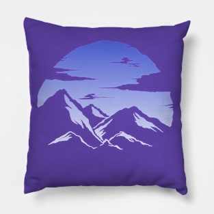 Simple view of mountains and clouds Pillow