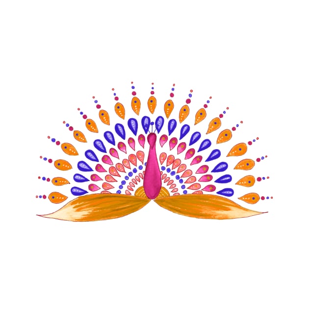 Mandala peacock - orange, pink and blue by Home Cyn Home 