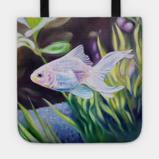 White Goldfish #2 - fish painting Tote