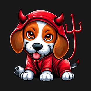 Naughty Pup - Beagle in Devil Costume T-Shirt