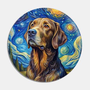 Labrador Retriever Dog Breed Painting in a Van Gogh Starry Night Art Style Pin