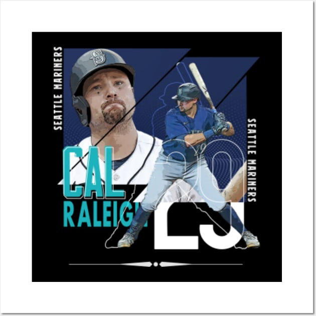 Cal Raleigh Baseball Player Illustration Printed Card / 