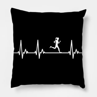 Female Runner My Heart Beats for Running Pillow