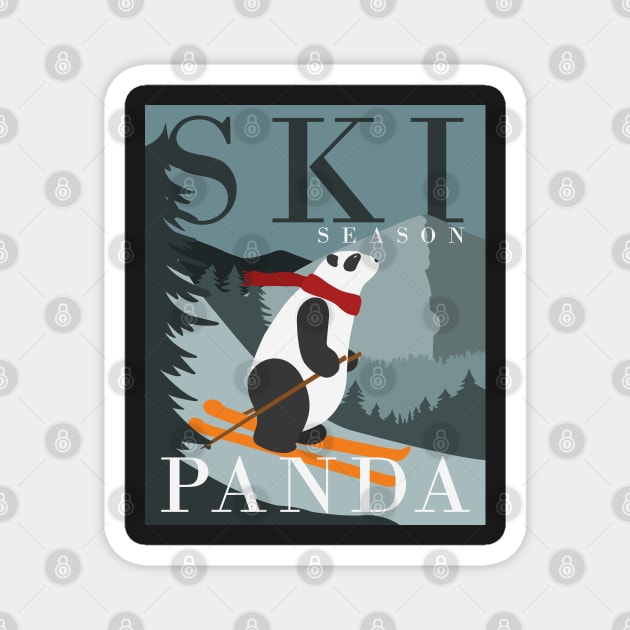 Cool Panda In Ski Season Magnet by Luna Illustration