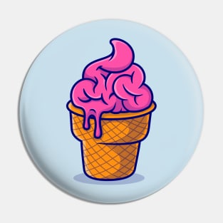 Cute Brain Ice Cream Cartoon Pin
