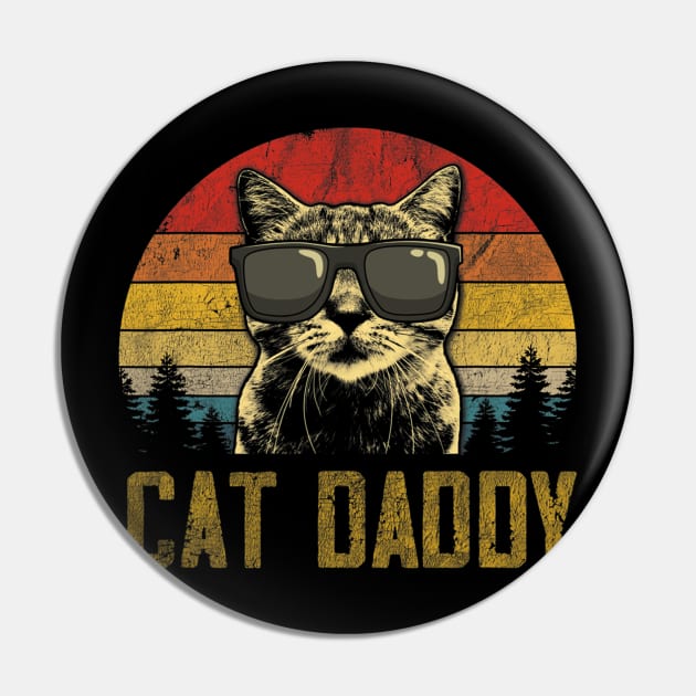 Vintage Cat Daddy Father's Day Funny Cat Lover Pin by Olegpavlovmmo