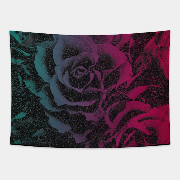 colorful roses pattern pink green floral flower mask gift Tapestry by designsbyxarah