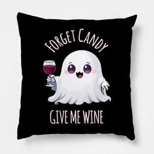 Kawaii Halloween Ghost Wine Lover's Delight - Forget Candy, Give Me Wine Pillow