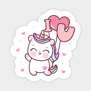 Cute Kawaii i love you unicorn birthday Magnet