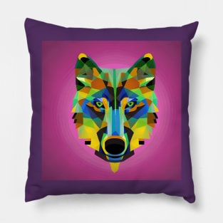 Pop Art Geometric Wolf Face Pillow