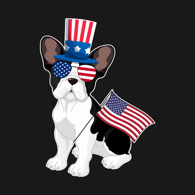French Bulldogs Uncle Sam Hat Sunglasses Usa Flag 4th Of July by AxelRoldns