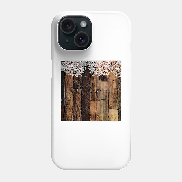 rustic country farmhouse chic vintage lace barnwood Phone Case by Tina