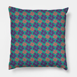 Botanic Floral Pattern Red Purple Green Pastel Pillow