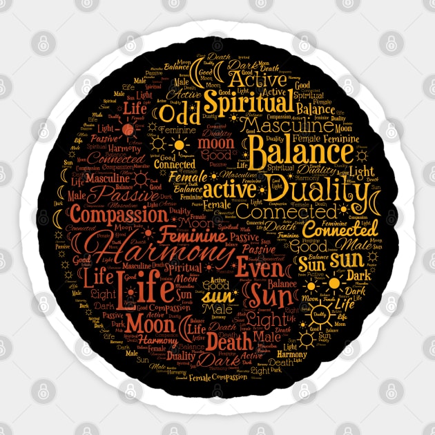 Spiritual Yin Yang Symbol Word Design - Yin Yang Symbol - Sticker