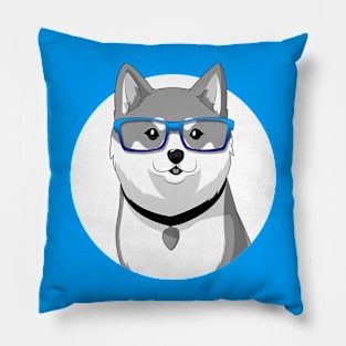 Cute Shiba Inu Dog with Nerdy Blue Glasses - Anime Shirt Pillow