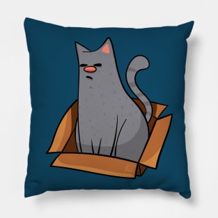 Russian Blue Cat in a Box Design Pillow