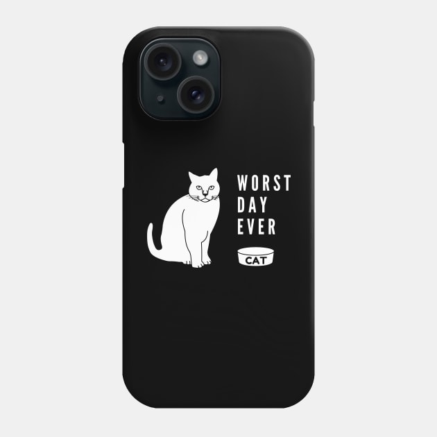 Cat with empty bowl Phone Case by Cute Tees Kawaii