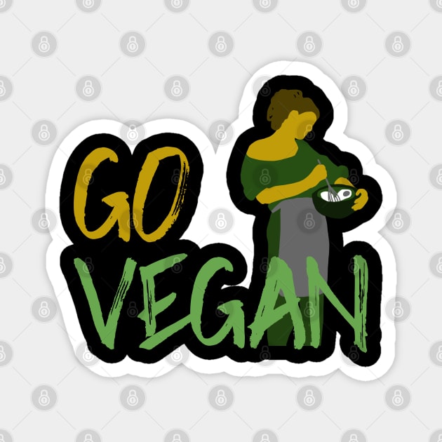 Go Vegan Lady Magnet by Feminist Foodie