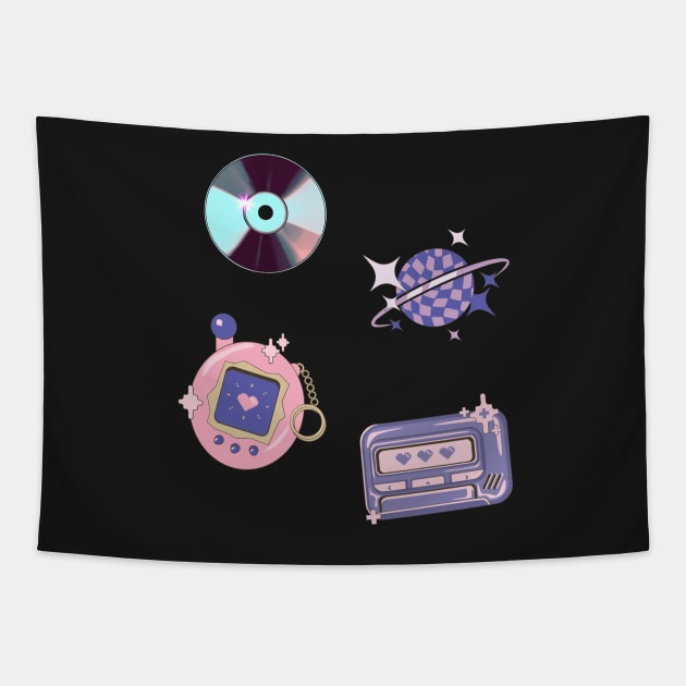 Y2k Digital Cyber Aesthetic Tapestry by madiwestdal