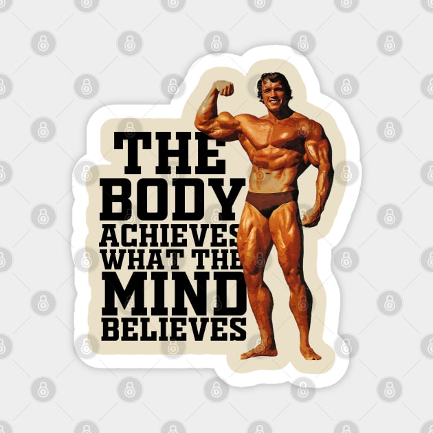 Classic Arnold Gym Motivation Magnet by Masterpopmind