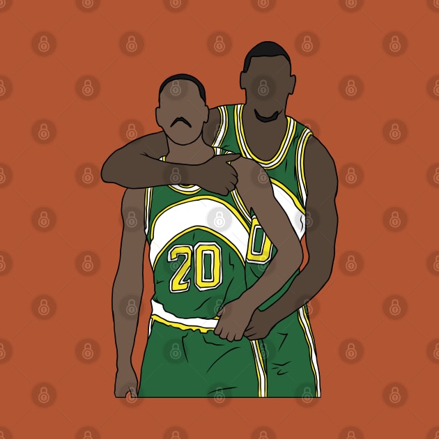 Gary Payton And Shawn Kemp by rattraptees
