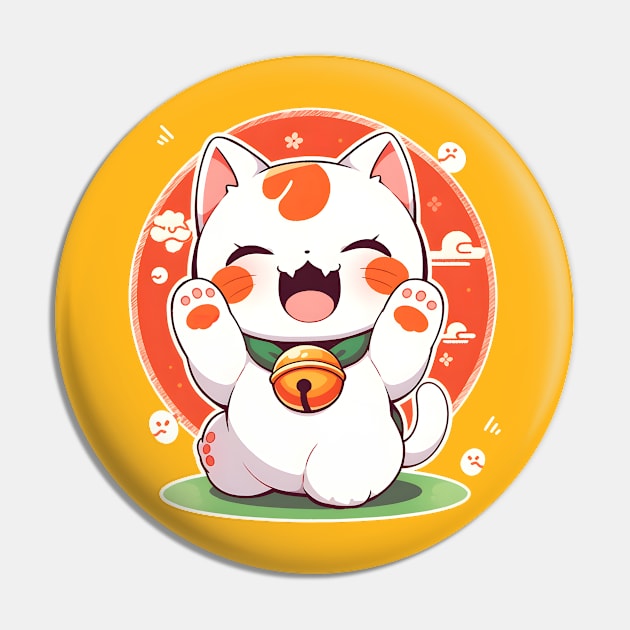 A Cute Lucky Cat's Smile Pin by snipcute
