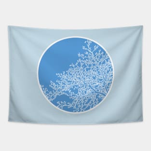 Winter Tree (large, leaves, blue fill) Tapestry