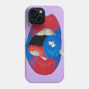 red blue lolipop lips Phone Case