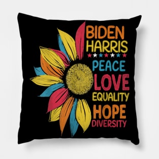 Biden Harris 2020 Peace Love Equality Hope Diversity Pillow