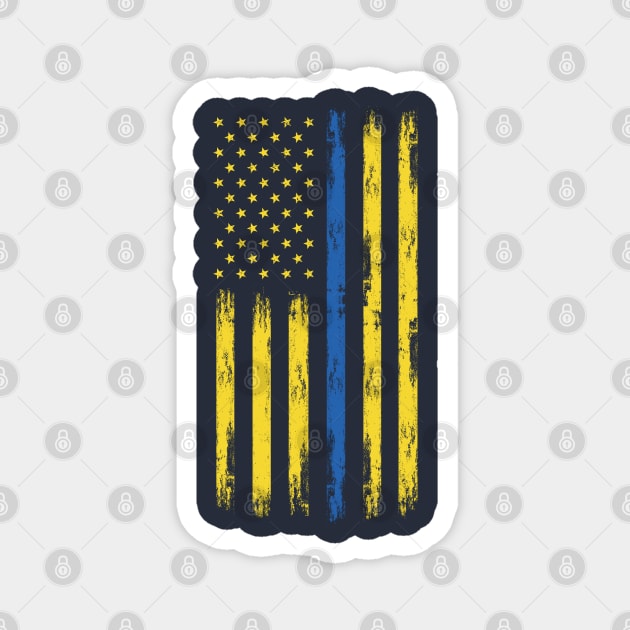 We support Ukraine, Free Ukraine, Ukrainian American flag design Magnet by laverdeden