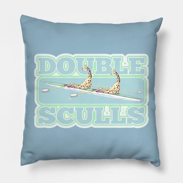 Giraffes rowing regatta double sculls Pillow by mailboxdisco