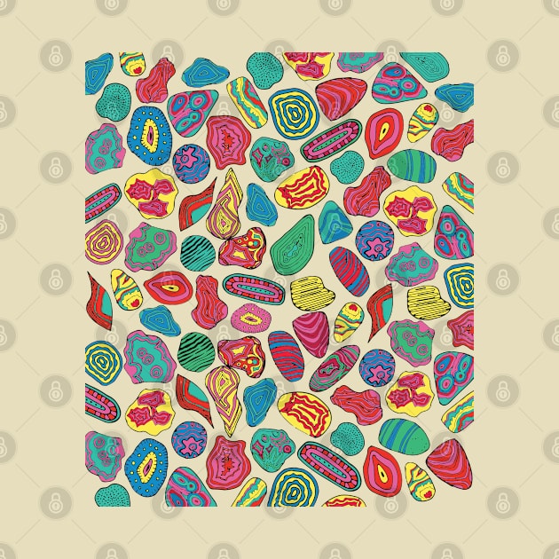 Gems, crystal stones pattern-Kika by Kika Lievano