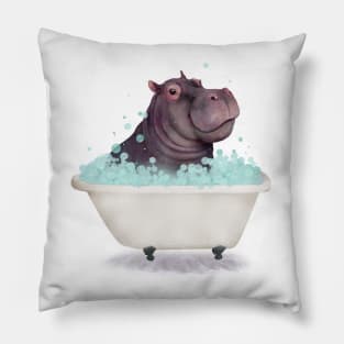 Hippo in the Bathtub Pillow