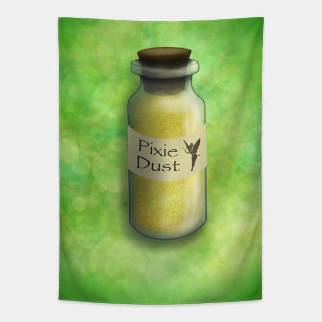 Pixie Dust (with green glitter background) Tapestry by Art-by-Sanna