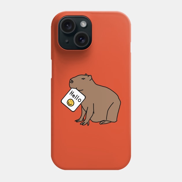 Cute Capybara Says Hello Phone Case by ellenhenryart