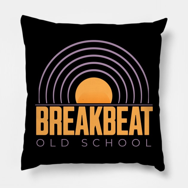 BREAKBEAT  - Old School Records (purple/orange) Pillow by DISCOTHREADZ 