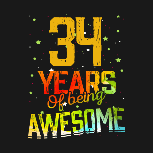 34 Years Of Being Awesome Gifts 34th Anniversary Gift Vintage Retro Funny 34 Years Birthday Men Women T-Shirt