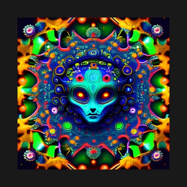 Martian Alien Mandala Trippy Psychedelic by Anticulture