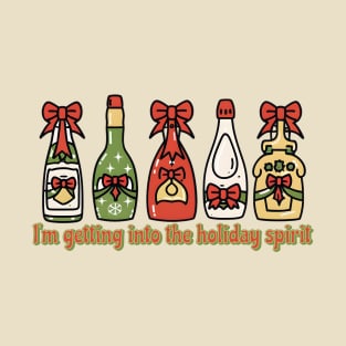 "I'm Getting into the Holiday Spirit" funny Christmas drinking T-Shirt