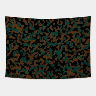 Brown, Jambalaya, Tiber, Blue Green, Black, Camo Colors Pattern Tapestry