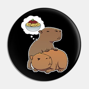 Capybara thinking about Spaghetti Bolognese Pin