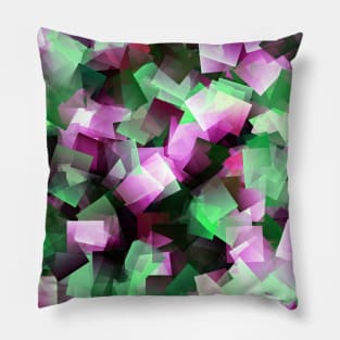 Abstract Purple, Green and Black Squares Pattern Pillow