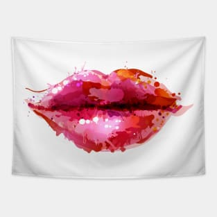 Image: Watercolor, Lips Tapestry