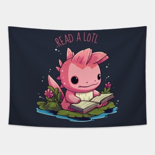 Read ALotl Axolotl Cute Pink Salamander Fish Reading Tapestry