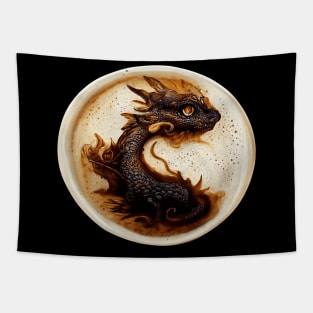 HyperRealistic Of Coffee Art Cute Dragon In Circle Tapestry